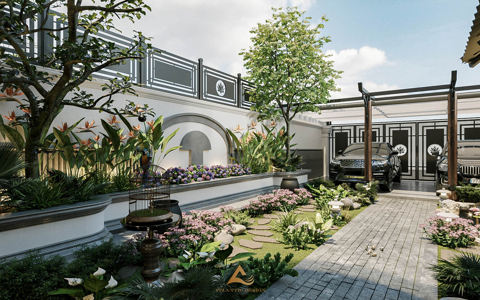 99+ mẫu sân vườn biệt thự phong cách Indochine